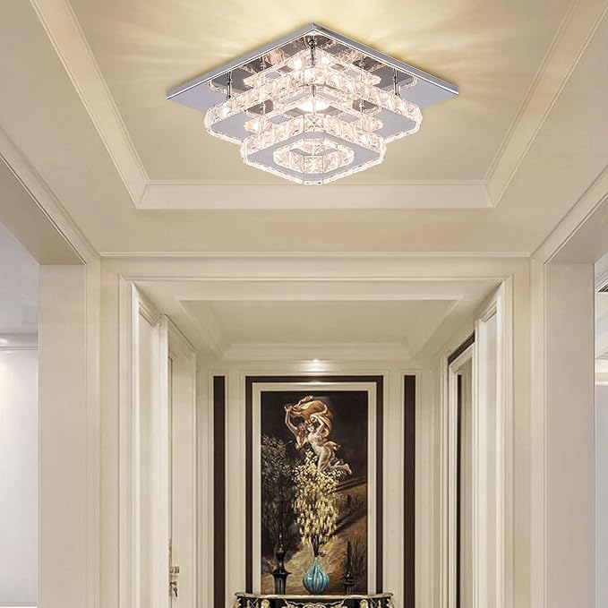 Mini Chandelier LED Crystal Ceiling Light 2 Layers Flush Mount Ceiling Light