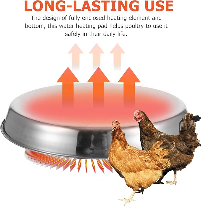 Heated Poultry Water Heater Base Safe Automatic Thawing for Chicken Drinkers Use Compatible Any Water Bowl Bucket Prevents Freezing Cold Temperatures