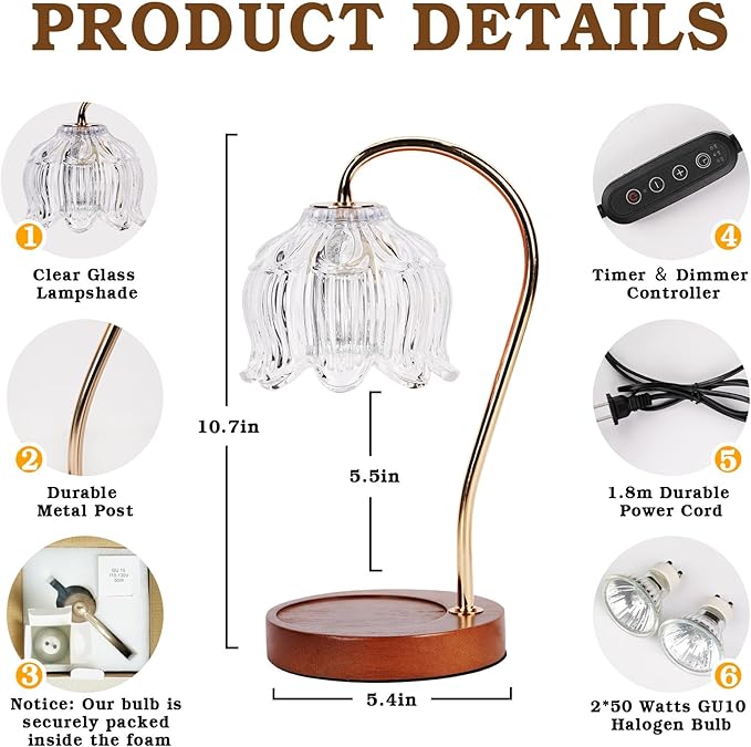 White Clear Candle Warmer Lamp
