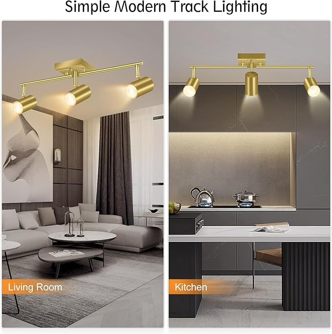 BoostArea 3 Light Track Lighting Fixtures Ceiling, LED Track Lighting Kit