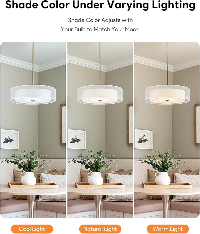 VONLUCE Drum Chandelier, Modern Ceiling Light Fixture