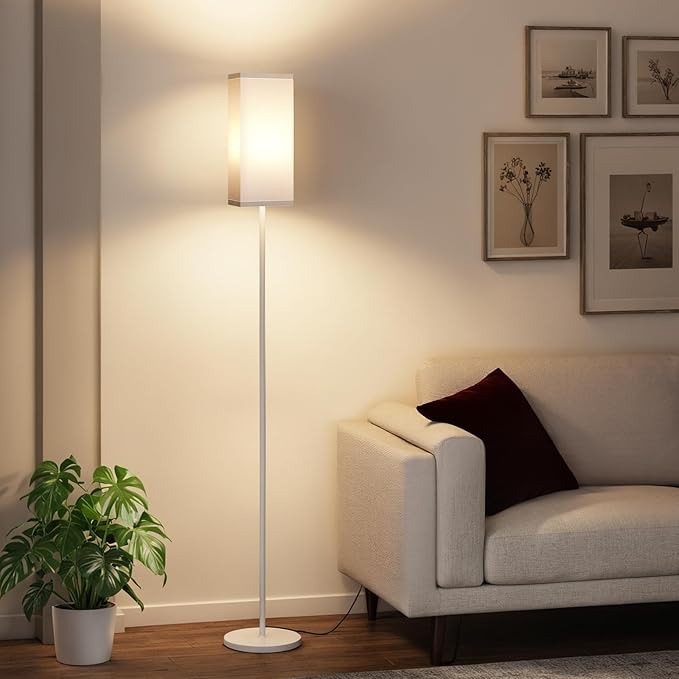 64.6" Floor Lamp, Pole with Foot Switch, Modern Standing Lamp Lampshade