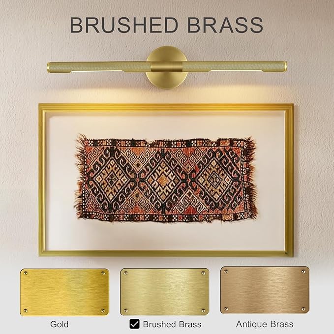 Knurled Picture Light, 24in Brass Picture Light