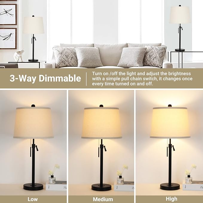 Bedside Table Lamps Set of 2: Tall Black Table Lamps