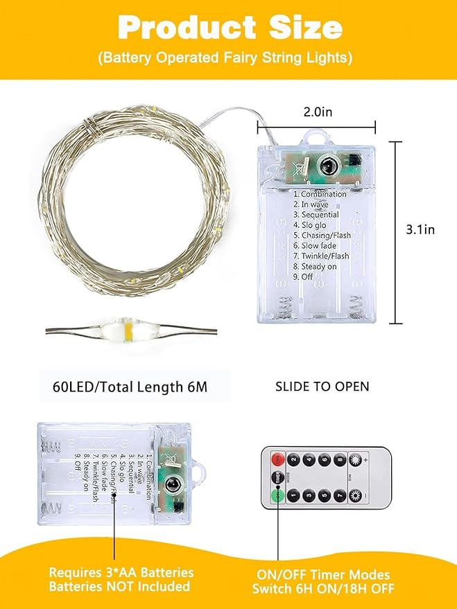 8 Pack Christmas Fairy Lights Battery Operated