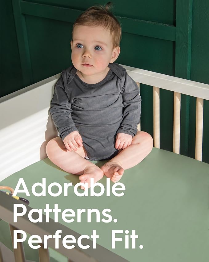 Crib Sheets for Boy Girl, Premium Soft Crib Mattress Fitted Sheet, Ultra Breathable Baby Sheets, Super Stretchy Baby Bed Sheets 28''x52''x9'' Extra Deep Pocket, 2 Pack