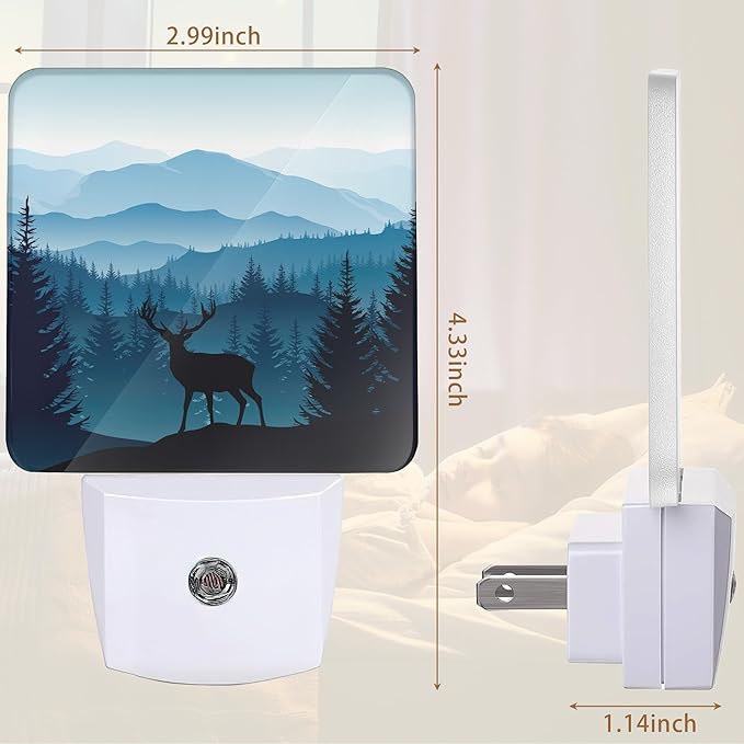 YASHILAIYA Forest Night Light, Misty Mountains Forests Deer Night Lights