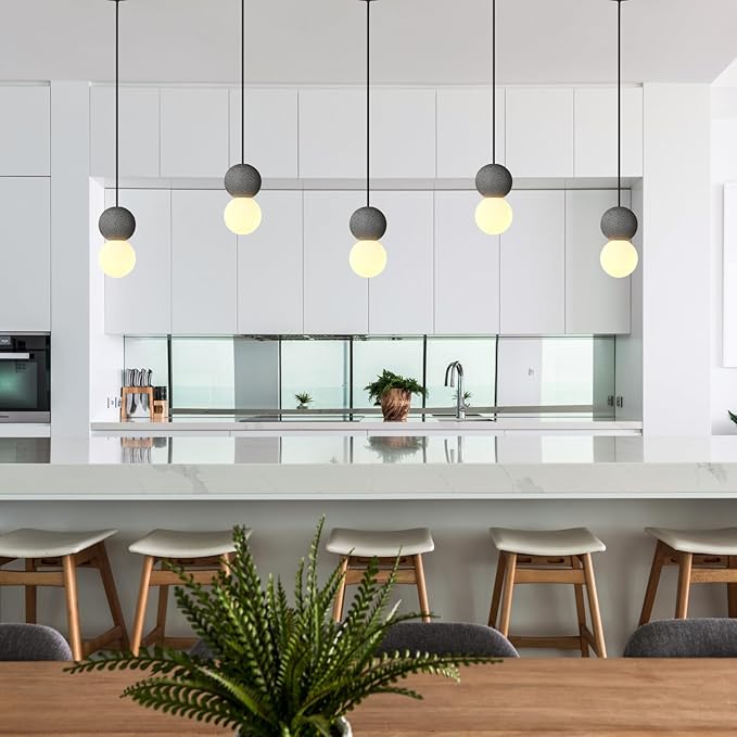 Modern Black 1-Light Concrete Pendant Light Kitchen Island Ceiling Light
