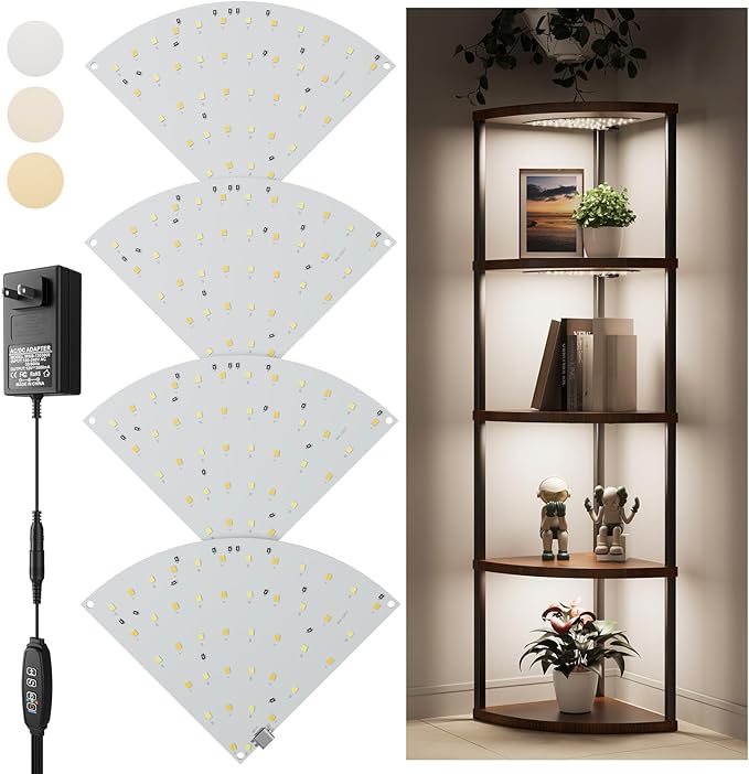4-Pack Under Shelf Lighting for 5 Tier Corner Shelf Stand, Ultra-Bright 10