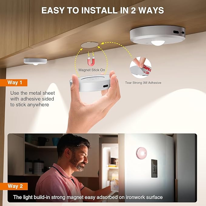 Puck Lights Cordless with Remote Control, 2200mAh Rechargeable Under Counter
