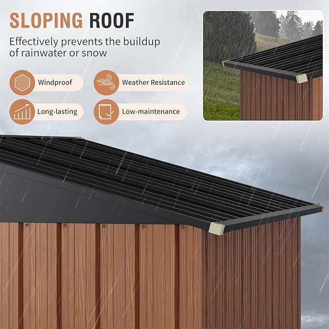 5x3 Ft Storage Shed, Outdoor Metal Shed with Lock, Small Lean to Shed, Compact Vertical Outside Bike Tiny House for Garden, Backyard, Patio, Tool