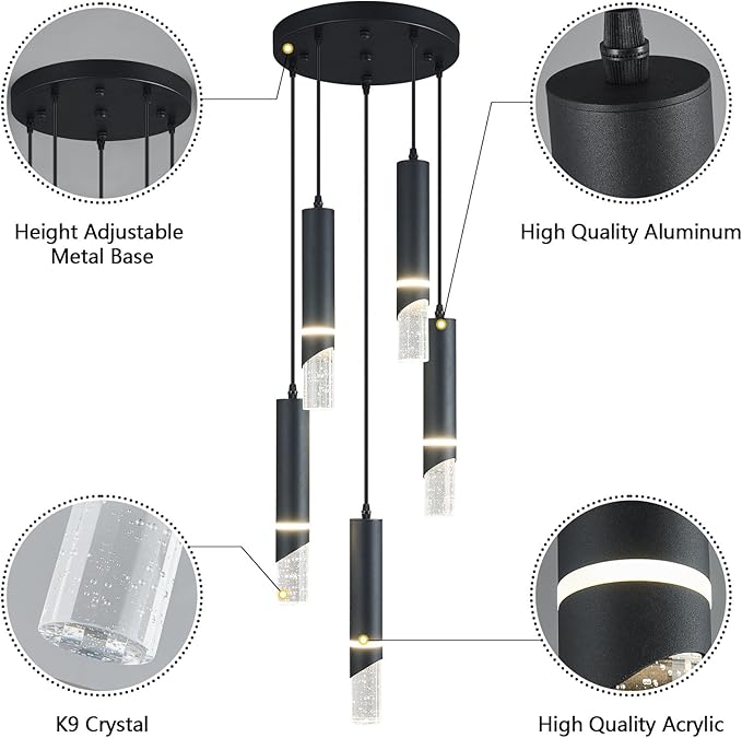 Modern Dimmable Led Pendant Lights Kitchen Island, Sink 30w LED Crystal