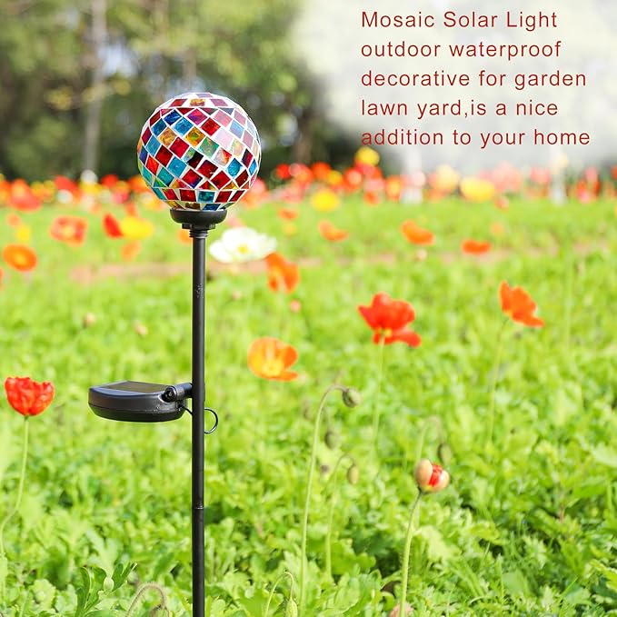 VCUTEKA Solar Garden Lights - Mosaic Solar Lights Outdoor Decor Pathway Light Waterpoof LED Stake Light for Landscape Lawn Patio