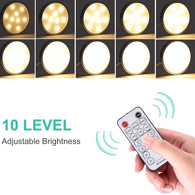LED Dimmable Under Cabinet Lighting Kit, 12V 6 Pack Wired Puck Lights