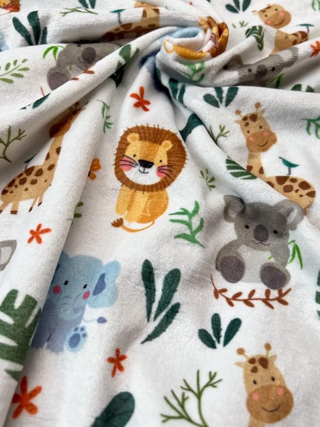 Cute Animal Minky Blanket for Boys & Girls - Soft Double Layer with Dotted Backing, Toddler to Newborn (30 X 40 inches)