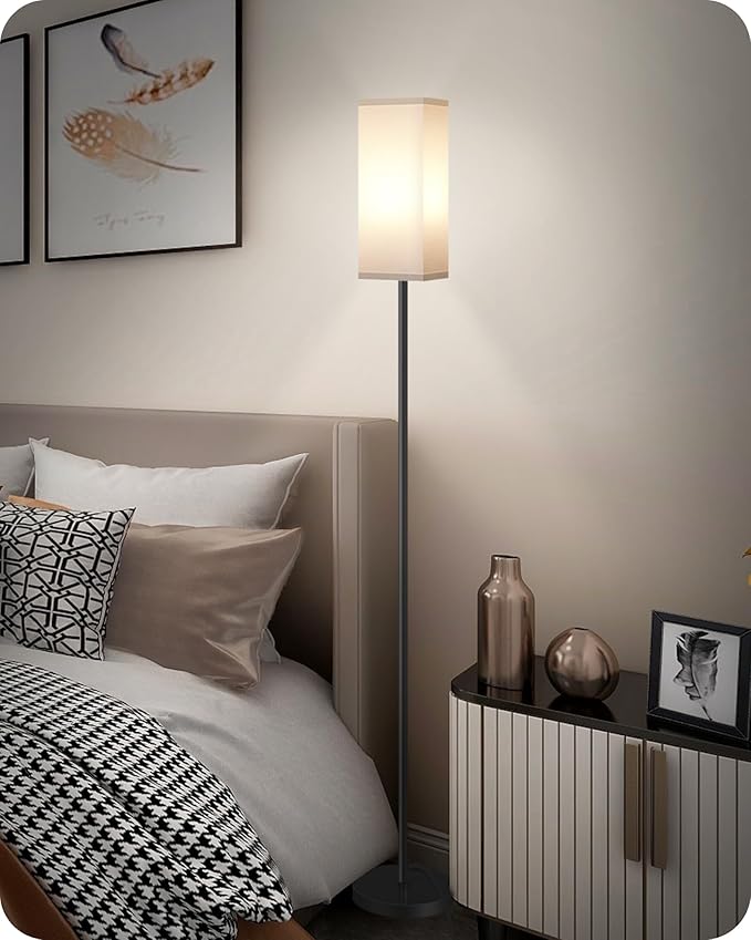 Floor Lamp, Pole Lamp with Foot Switch, Modern Standing Lamp Shade, Minimalist
