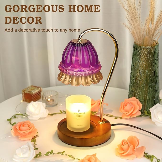 Flower Candle Warmer Lamp with Timer, Wax Warmer, Height Adjustable, Birthday