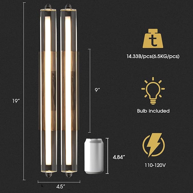 Crystal Wall Sconce, Modern Double Sconce Wall Lighting, Upgrated K9 Crystal