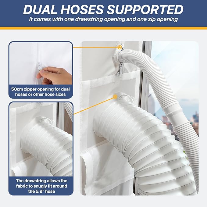 Loviga Portable AC Window Vent Kit for Sliding Door, 100% Sealing Portable Air Conditioner Window Kit Seal Kit for AC Unit Clothes Dryer, 31X86 Inch Length Adjustable, Waterproof, No Drilling