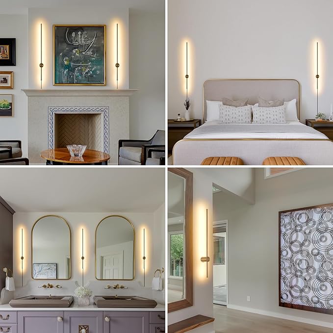 Dimmable Plug in Wall Sconce Set of 2, Adjustable Color Temperature Brightness