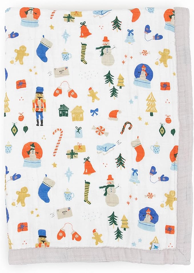 Little Unicorn Newborn Receiving Quilt | Ultra- Soft, Multi-Layered Muslin Fabric | Gift for Newborns & on-The-go (Christmas Time)