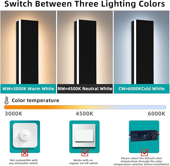Upgrade Widened 2 Pack LED Outdoor Wall Sconce, 39.3inch Modern Wall Mount Light