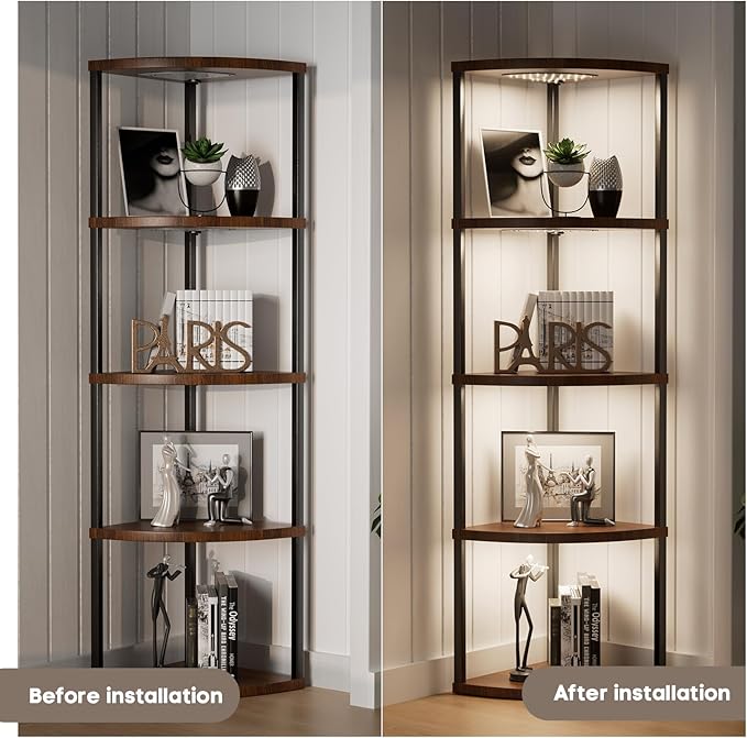 4-Pack Under Shelf Lighting for 5 Tier Corner Shelf Stand, Ultra-Bright 10