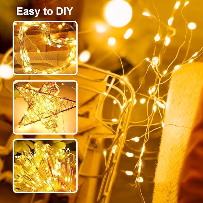 LED Fairy Lights Battery Operated 2Pack, Warm White String Lights 16FT 50LED