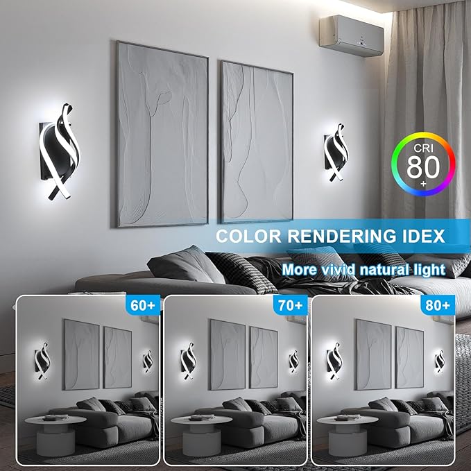 DELIPOP Wall Sconces, Spiral Modern LED Wall Sconce Lighting, 21W 6500K Cool