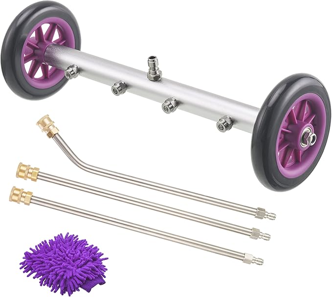PWACCS Pressure Washer Undercarriage Cleaner – 16 Inch Power Washer Under Carriage Spray – High Pressure Washing Under Car Attachment with 3 Pcs Extension Wand – 4000 PSI