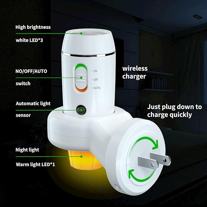 Power Failure Flashlight, 2 Pack Multi-Function Emergency Light