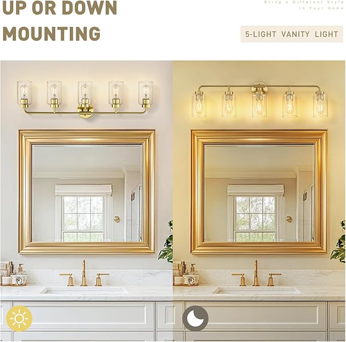 zeyu 5 Light Sconces Wall Lighting, 37 Inch Bathroom Vanity Light Fixtures