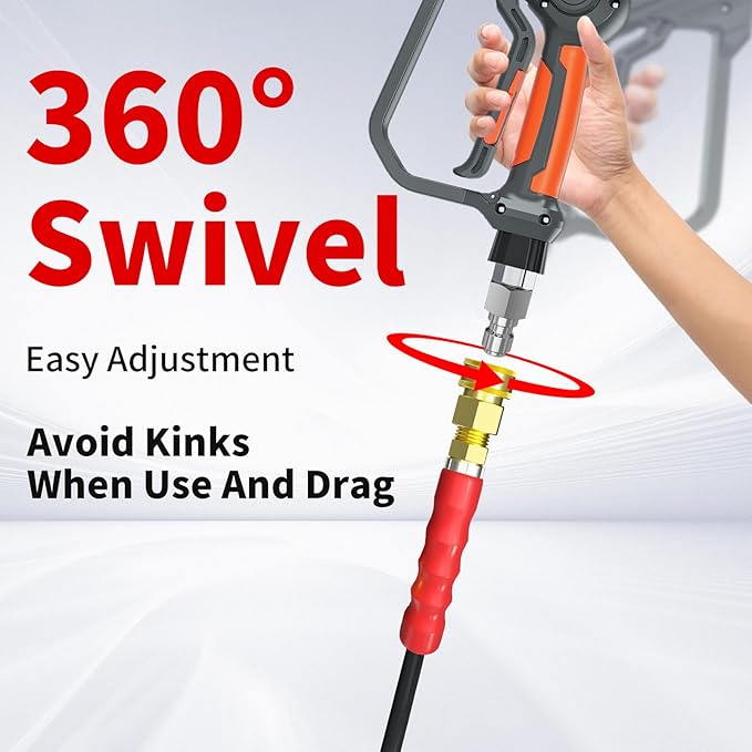 200FT Pressure Washer Hose 4200PSI, Power Washer Hose Steel Wire Braided with Swivel Quick Connect, Commercial Grade Industrial High Pressure Water Washing Hose (4200PSI, 200FT)