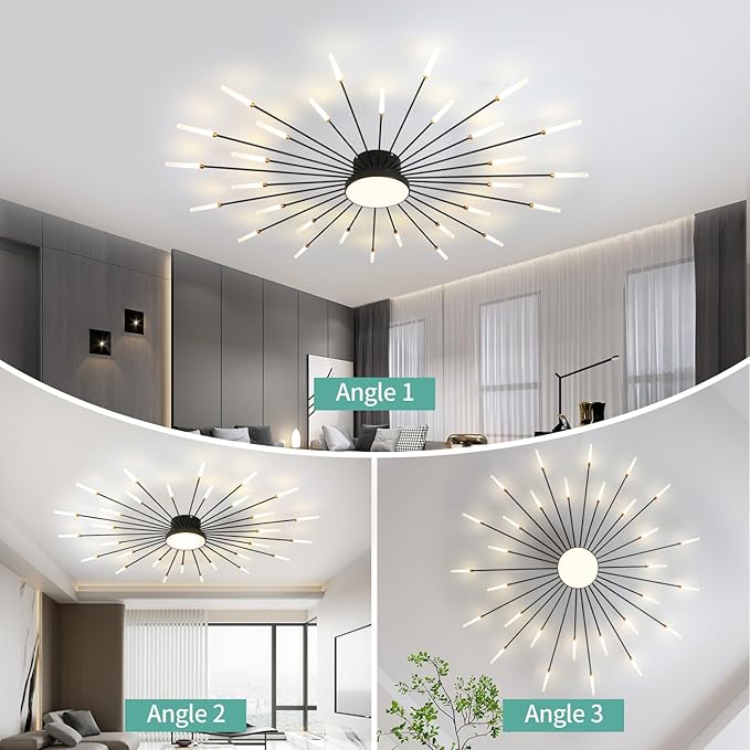 ziidoo Modern Ceiling Light, 30+1 Lights Metal Firework Designed Chic Led