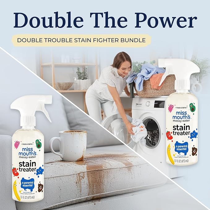 Miss Mouth’s Messy Eater Stain Treater Spray - Stain Remover - Newborn & Baby Essentials - 2-Pack of 16oz Stain Remover
