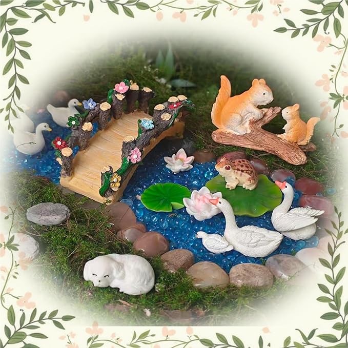 Kai Dream Miniature Fairy Garden Kit, 36 Pcs Miniature Fairy Garden Resin Figurines for Plant Pots, Backyard, Lawn, Micro Landscape, Dollhouse, Terrarium