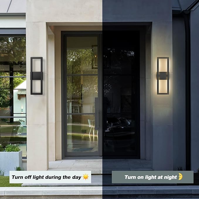 Krychiler 22 Inch Modern LED Outdoor Wall Sconce, Rectangle Integrated LED Wall
