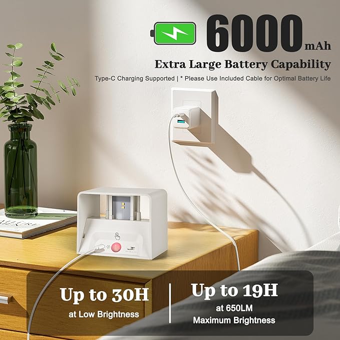 Motion Sensor Wall Light Indoor Set of 2, 6000mAh Wireless Rechargeable Battery