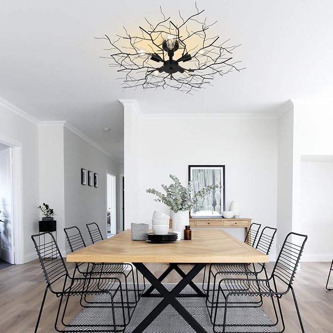 HMVPL Large Semi Flush Mount Ceiling Light Fixture, 5-Lights Industrial Close