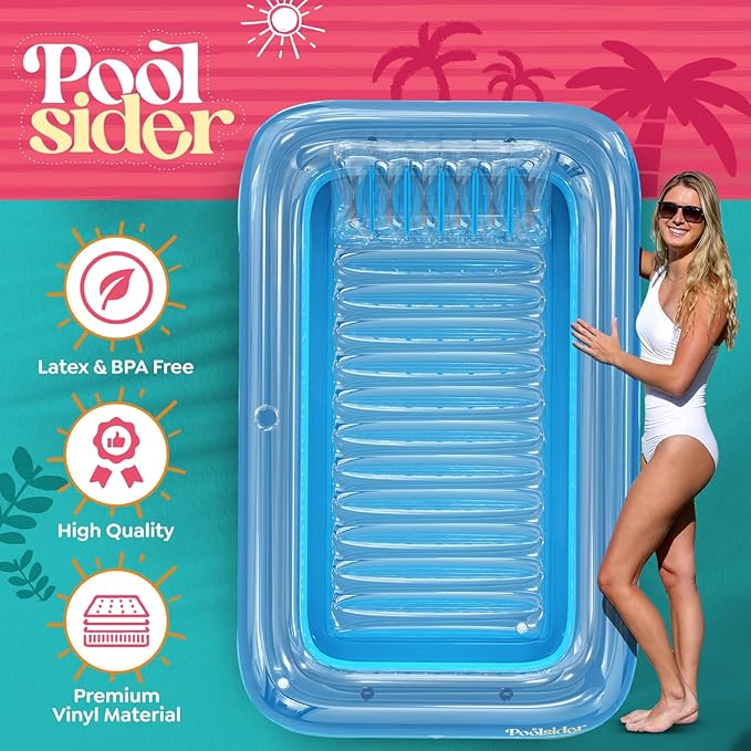 Premium Inflatable Tanning Pool Lounger | Inflatable Tanning Bed for Adults - 4 in 1 Multipurpose Suntan Tub | Pool Floats Adults, Inflatable Pool Float | Tanning Float - Sunbathing Pool Raft