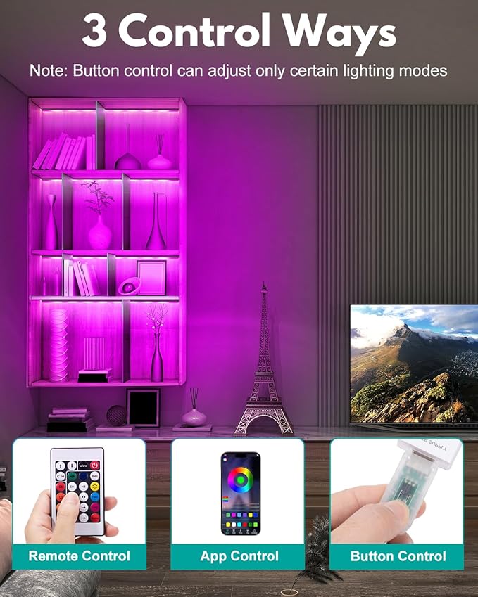 JUSJUBR RGB Shelf Lights, App & Remote Control, Mood Lighting