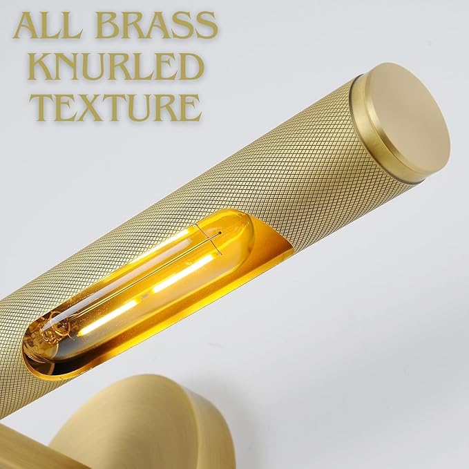 Knurled Picture Light, 24in Brass Picture Light