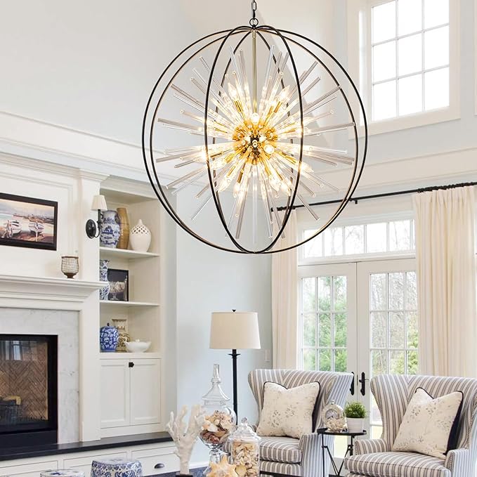 Vezzio 35" Black and Gold Chandelier