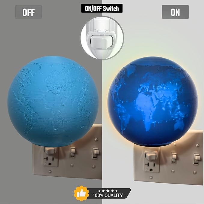 Earth Night Lights | 6" Earth Night Lamp LED Light | 3D Solar System NightLight, Planet Home Décor, Space Nursery, Globe Lamp Kids Room, Space Gift, Birthday Gifts, Bedroom Decorations