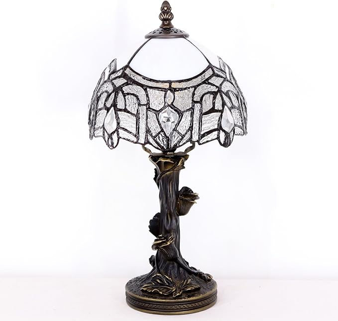 Small Tiffany Table Lamp Stained Glass Desk Lamp White Bending Style Bedside