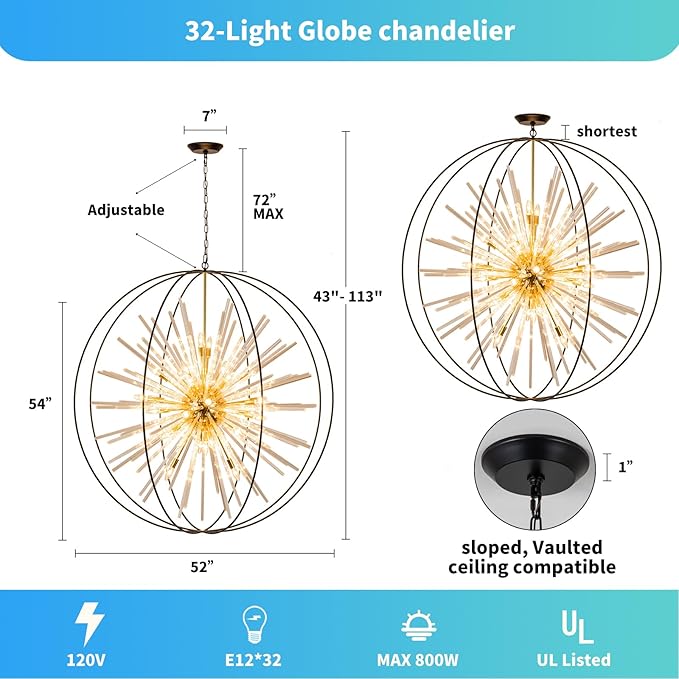 Vezzio 52" Extra Large Globe Chandelier