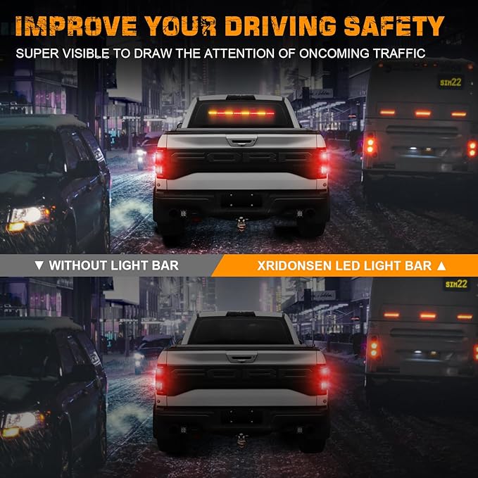 XRIDONSEN 35 inch Amber Red Traffic Advisor Light Bar 48 LED Emergency Strobe