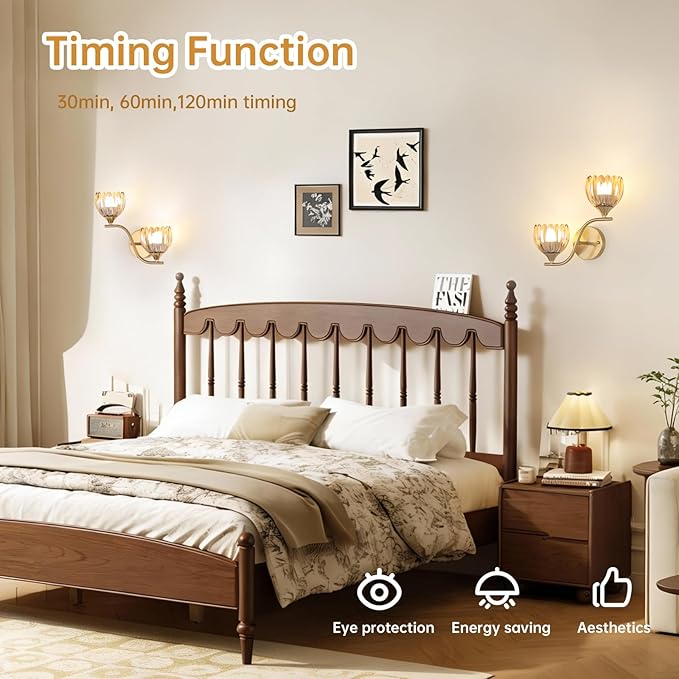 Battery Operated Wall Sconce, 2-Lights Vinatge Brass Wall Lighting
