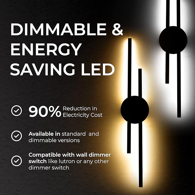 Ozarke Elles Minimalist LED Light Sconce, Modern Linear Wall Lamp, Warm White