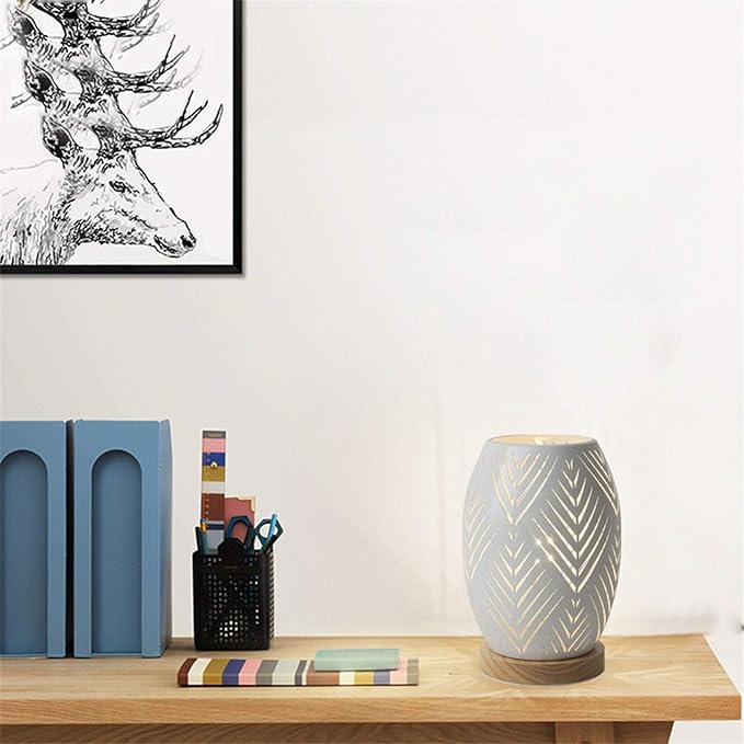 OuXean Modern Table Lamp, E26 60W Night Light Metal Hollow Table lamp
